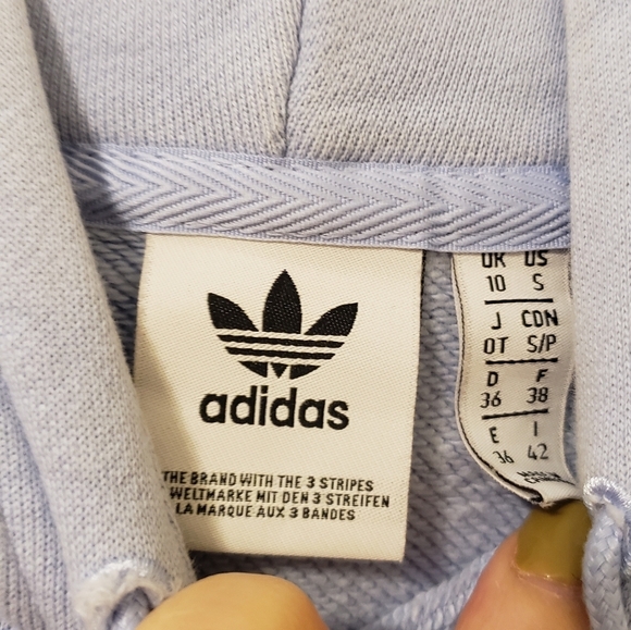 Adidas Cropped Hoodie Ribbed Sleeves - Picture 6 of 9